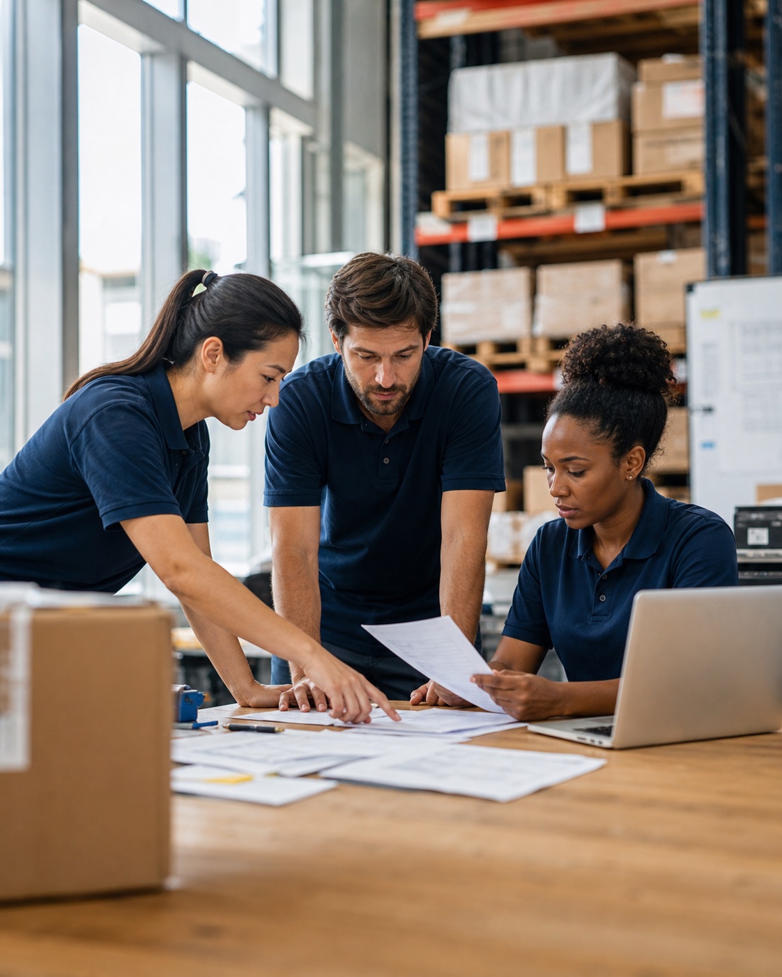 Rowsy logistics professionals checking a shipment
